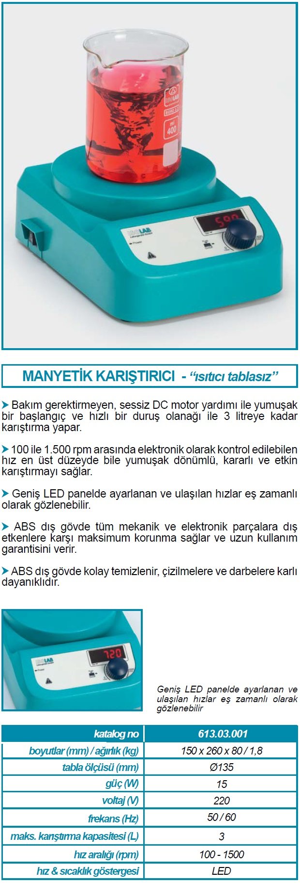 ısıtıcısız manyetik karıştırıcı